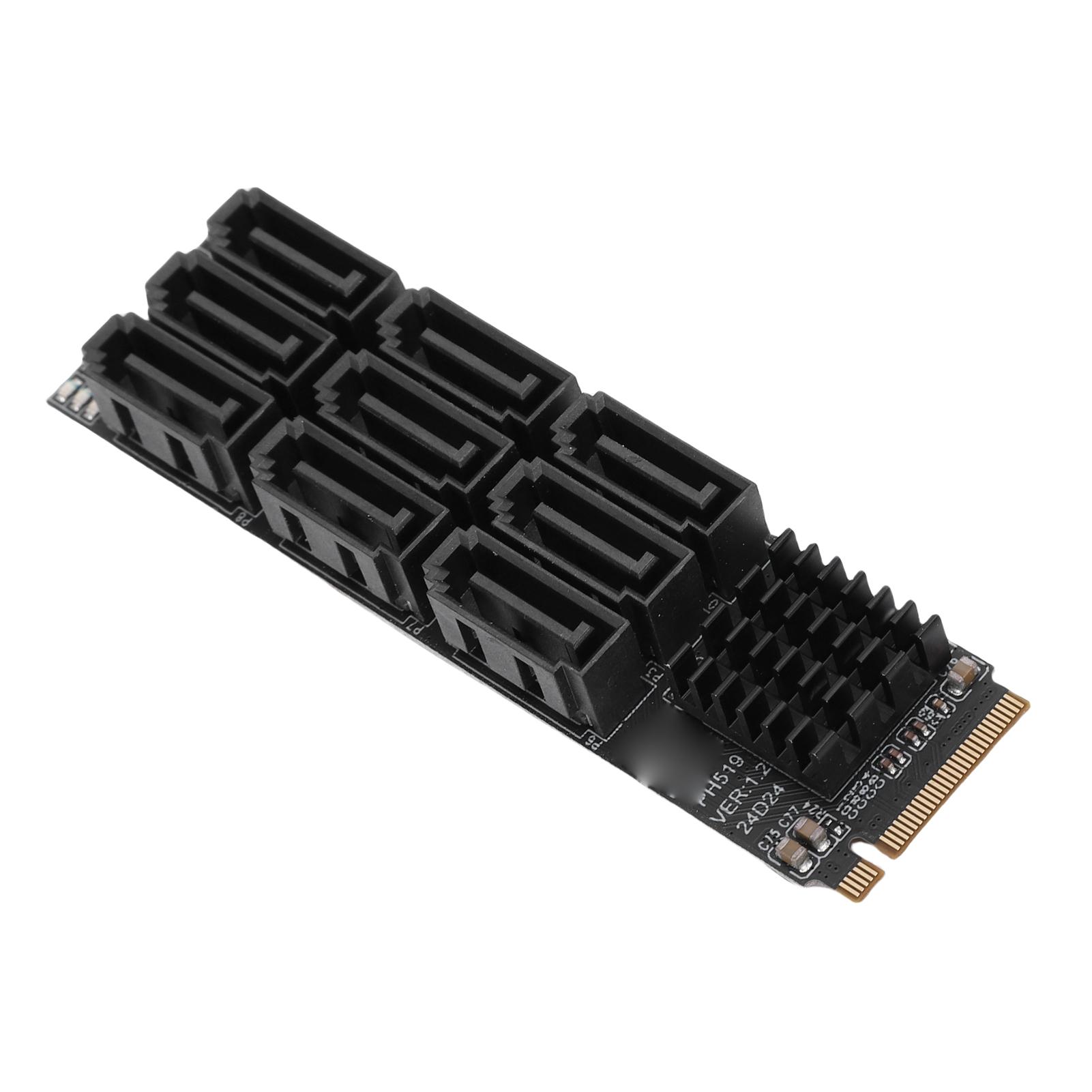 

M.2 Nvme M Key PCIE3.0 X2 to 9 Port Serial ATA 3.0 Adapter Hard Drive Extension Card