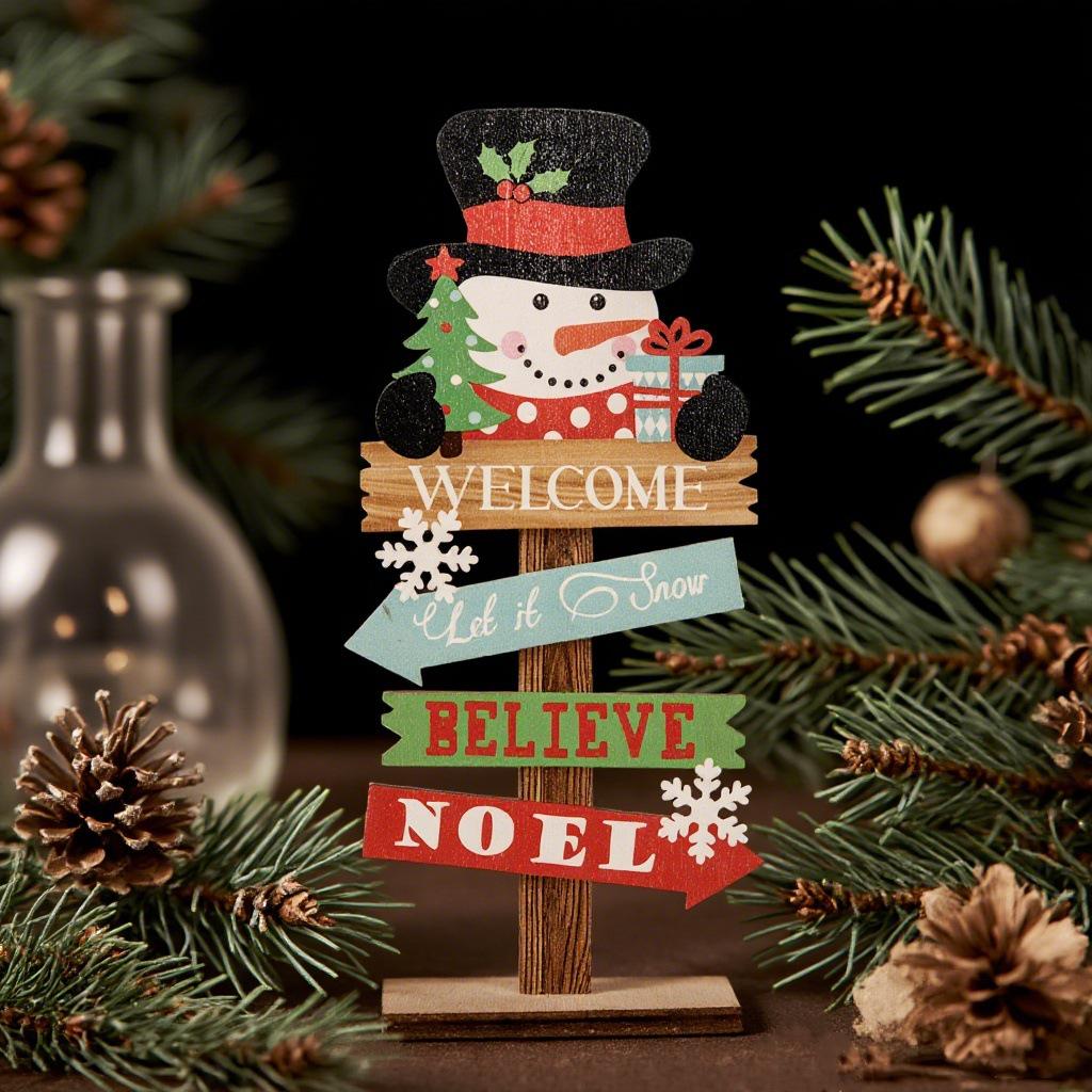 Youqi Christmas Wooden Ornaments: Faceless Old Man, Snowman, and Reindeer Festival Decorations for Desktop