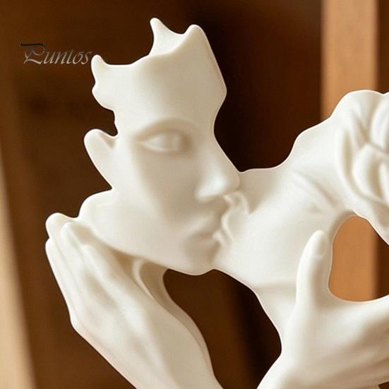 Living Room Art Piece 3D Printed Kissing Couple Figurine, Romantic Hollow-out Statue with Wide Solid Stable Base, Modern Delicate Carved Figurine