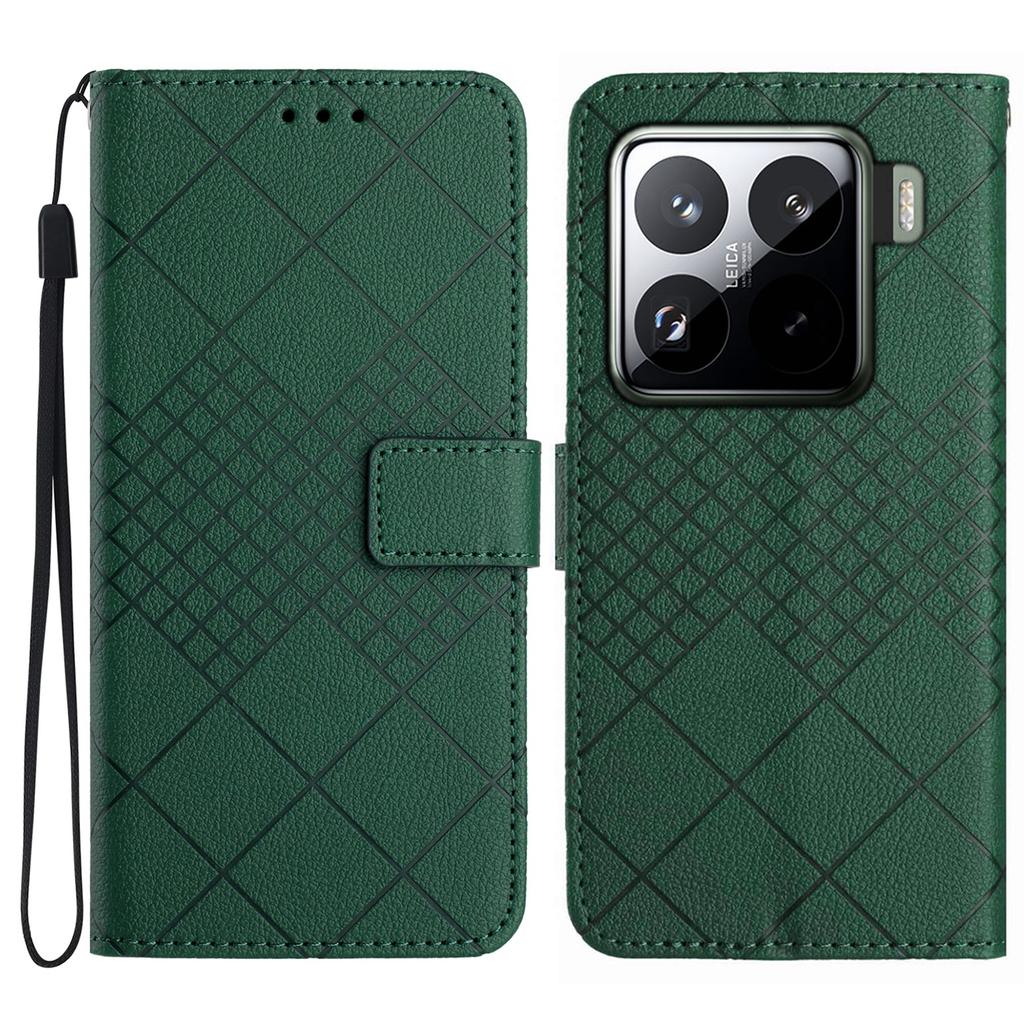 HT06 For Xiaomi 15 Wallet Phone Case Imprint PU Leather Flip Folio Cover
