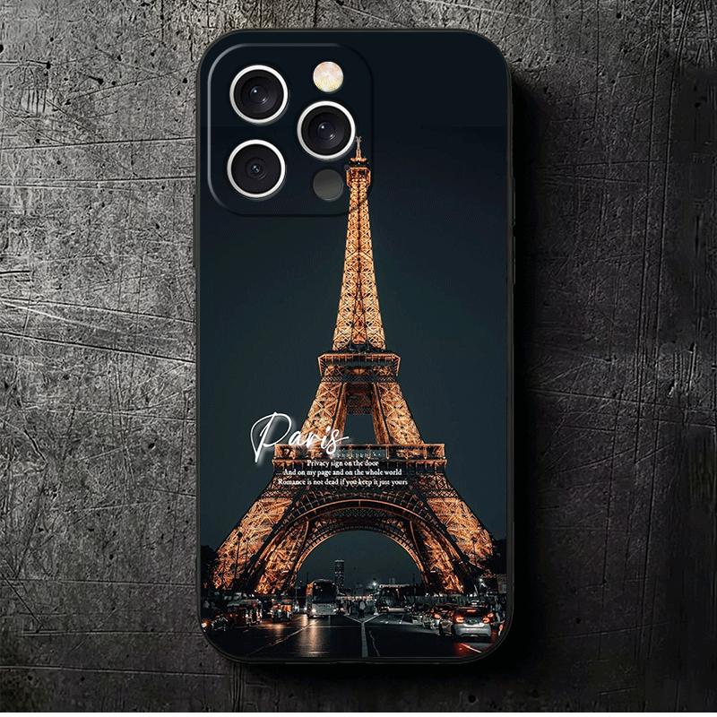 France Eiffel Tower Paris Soft Phone Case for iPhone 16 16E 17 Air 15 Pro Max 14 Plus 13 Mini 11 12 7 Black Cover Back Shell
