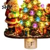 Indoor Holiday Lighting Christmas Santa Elf Decorative Plug-in Night Light, Resin Tree Wall Festive Room Decoration Nightlight, Vintage Xmas Ornament