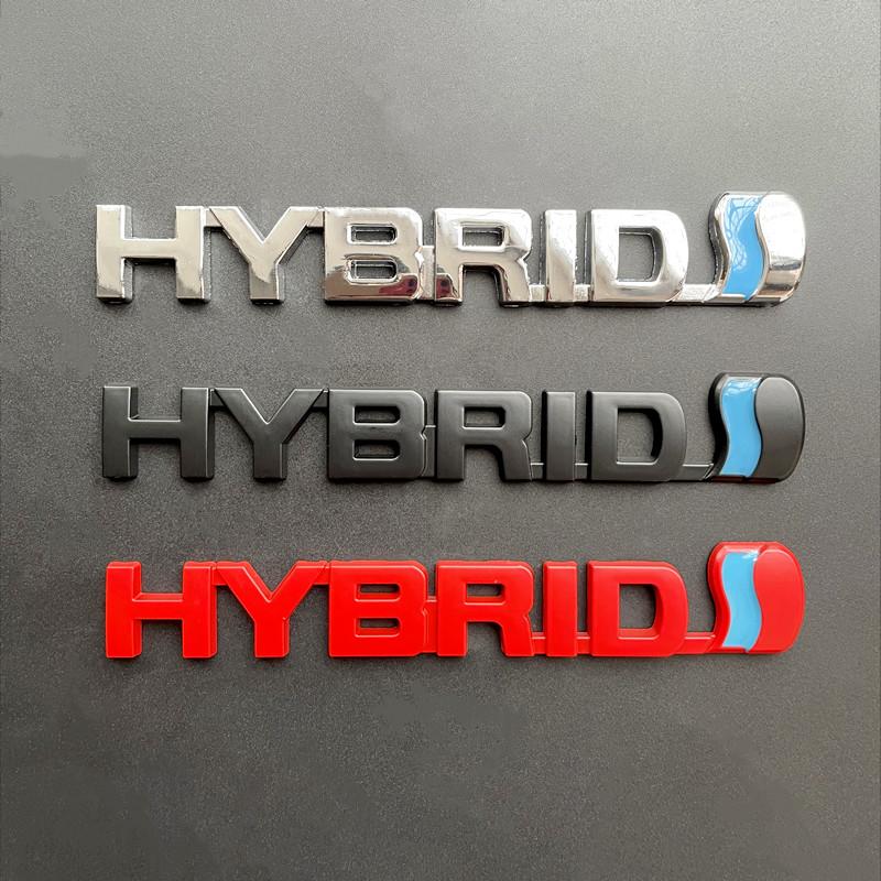 BBcx3 3D Metal HYBRID Logo Side Fender Rear Trunk Emblem Badge Car Sticker Decals For Toyota Prius Camry Crown Auris Rav4s TRD