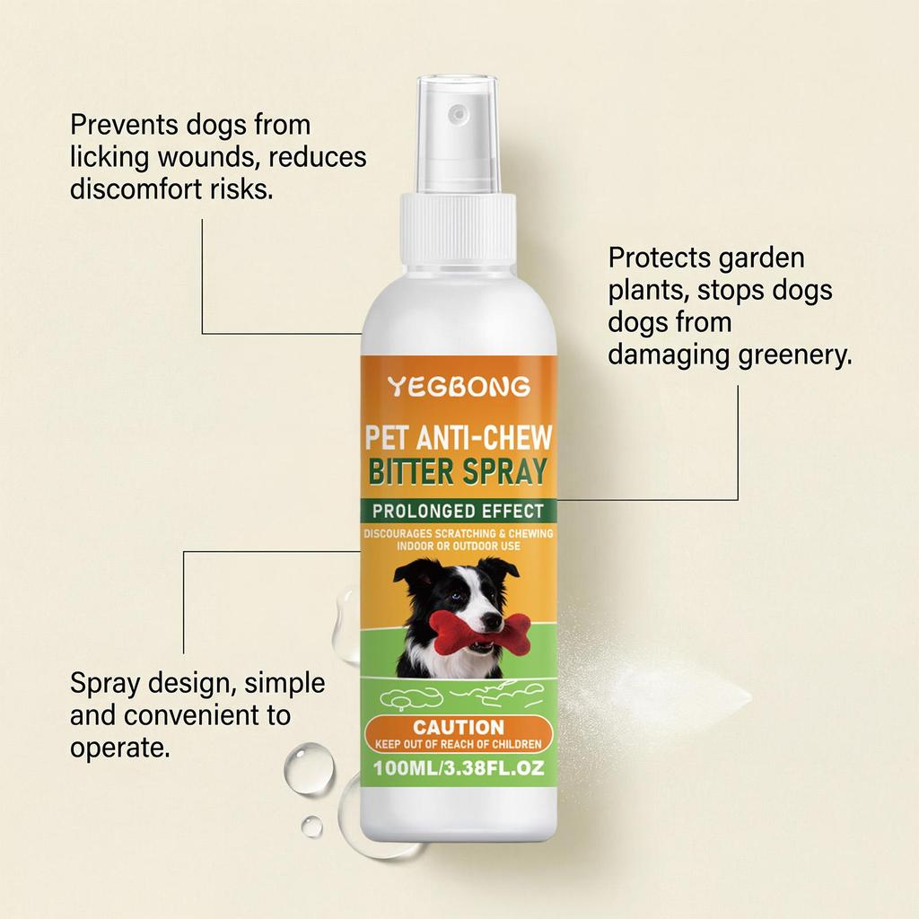 Yegbong pet bitter spray, anti-biting, furniture protection, prevent random biting and licking behavior, guide indoor and outdoor use 100ml