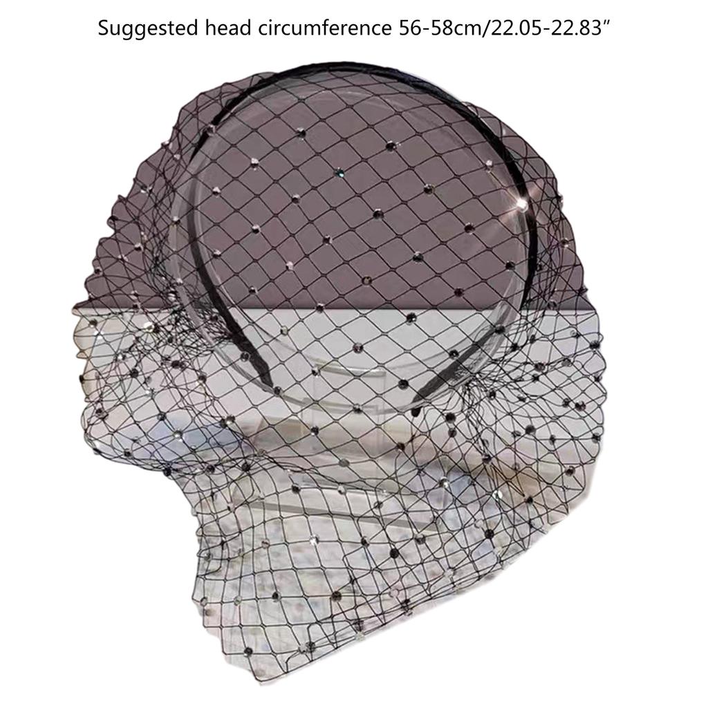 Headbands for Women Girls Wide Plain Turban Headband Fashion Veil Rhinestones Hair Bands Mesh Hair Hoop