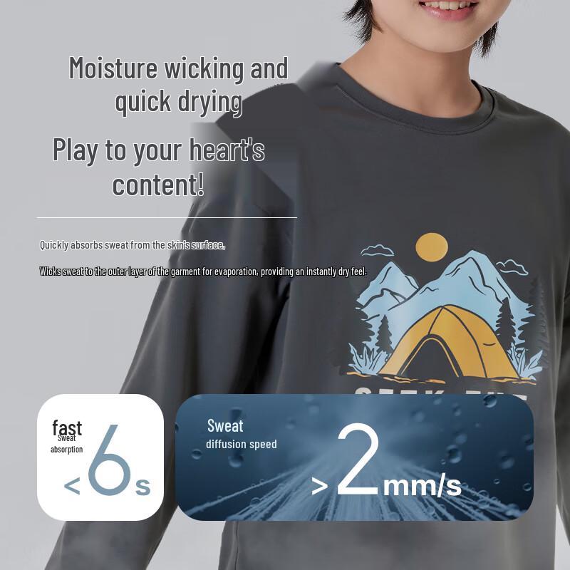 Balabala Kids Long-Sleeve Quick-Dry T-Shirt 120