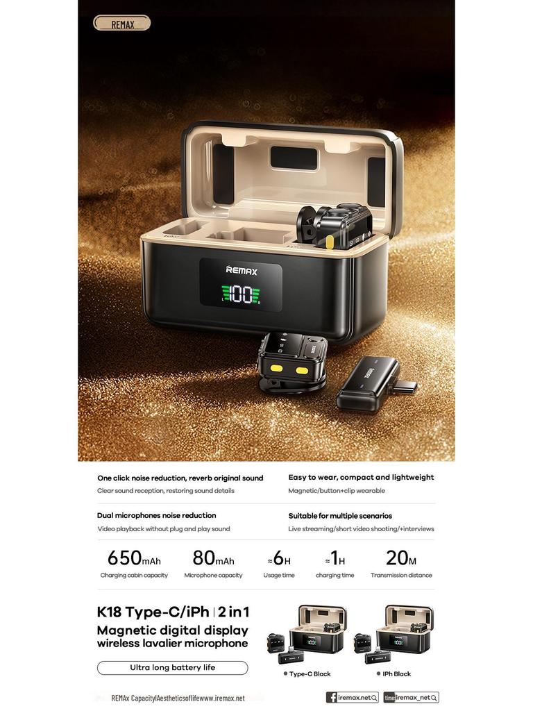 Remax Wireless Noise-Reduction Microphone for Outdoor Live Broadcasts and Interviews