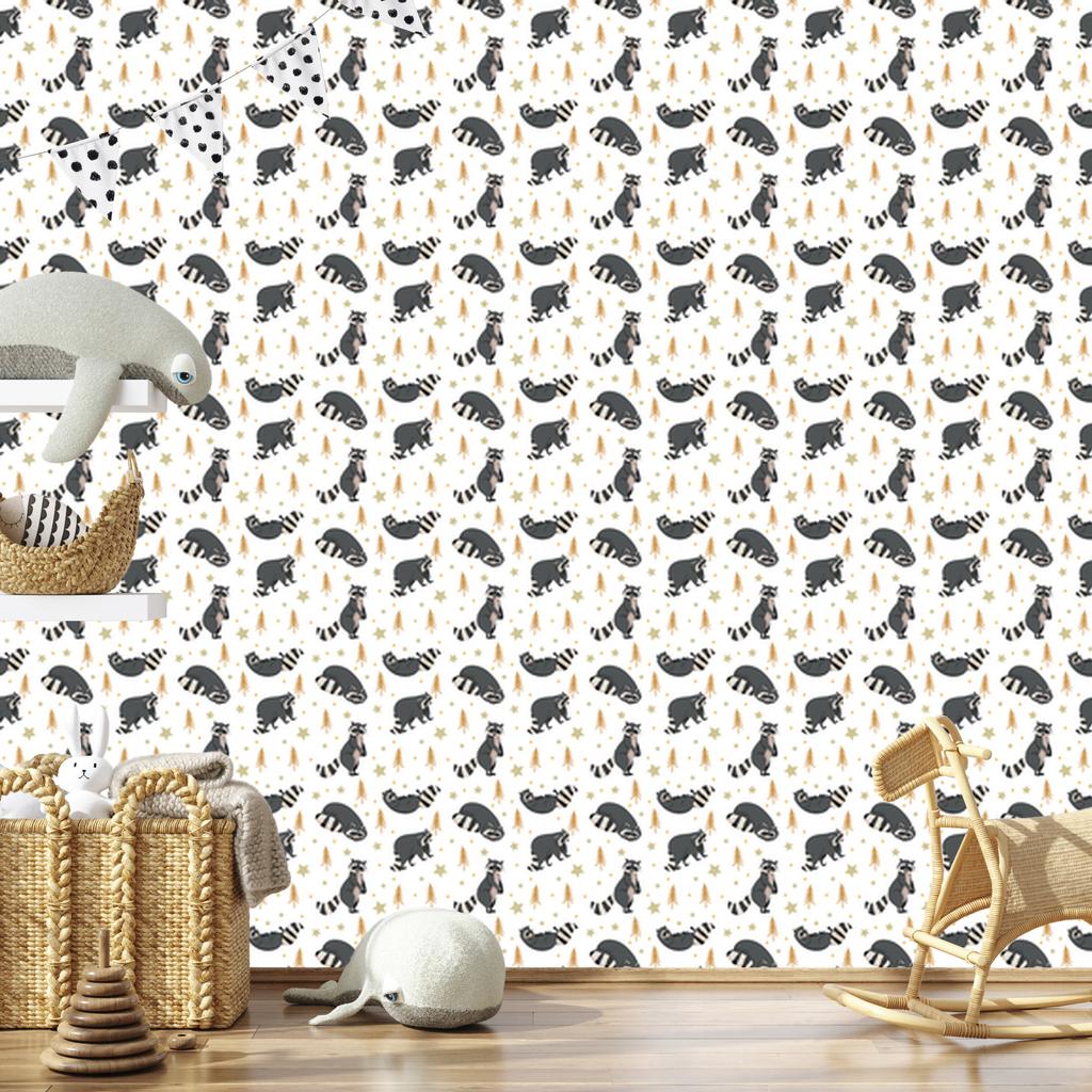 Fox Wallpaper in white, light gray and gray for the living room and bedroom 50x1000