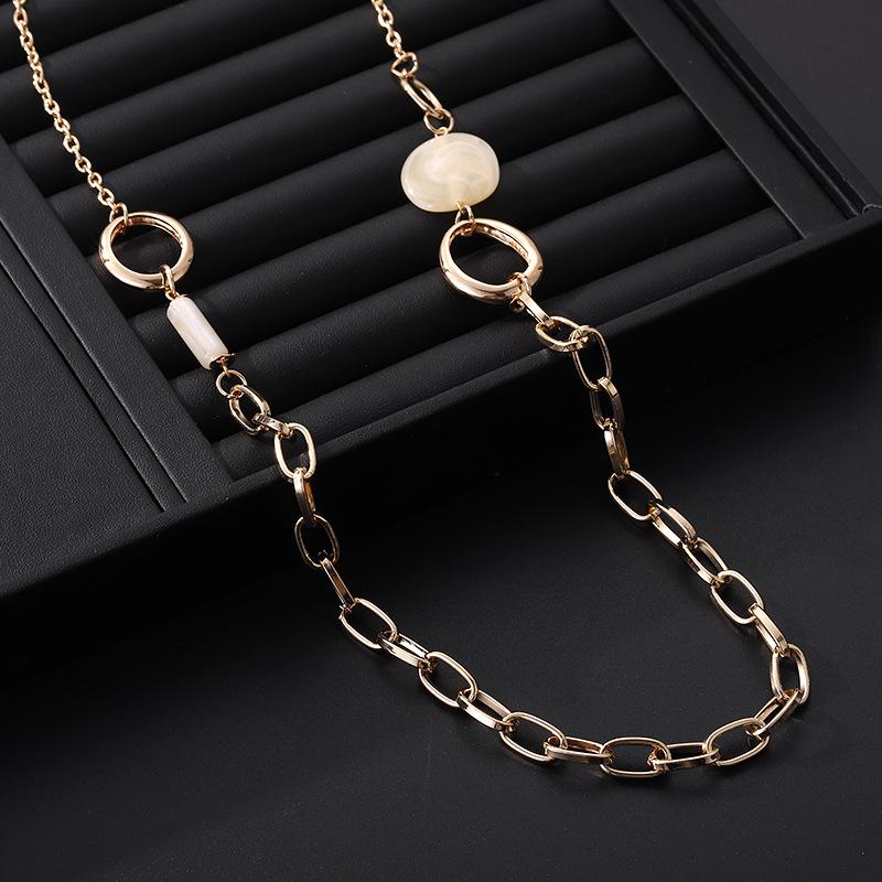 Women'S Long Sweater Chain Versatile Geometric Fashion Simple Wind Metal Necklace