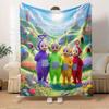 1pc Teletubbies,Outdoor,FriendshipDigital Print Fleece Blanket - Contemporary Style, Suitable for All Seasons, Perfect for Home, Travel, or
