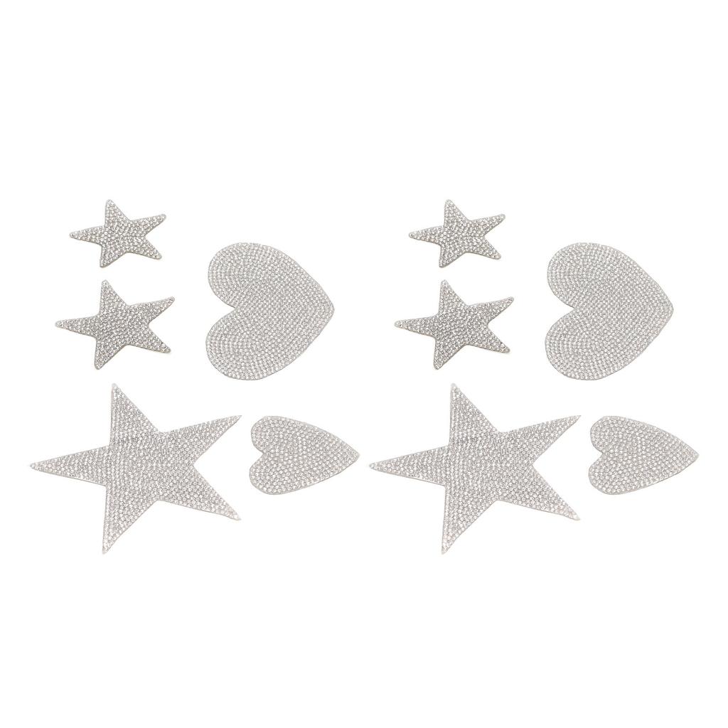 10 st stjärnformade strassapplikationer självhäftande DIY hjärta strykpåsar påsybara märken för