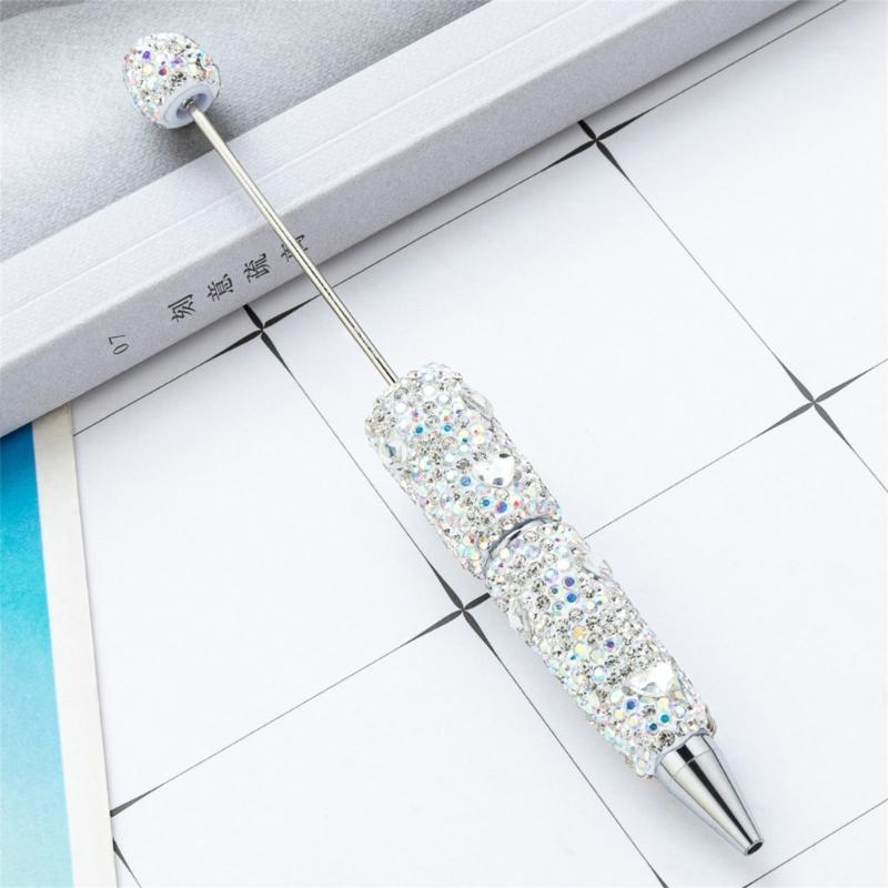 6pcs Rhinestones Fancy Pen Ballpoint Pen Smooth Writing Pen 1.0mm Glittering Beadable Pen Stationery Pen for School