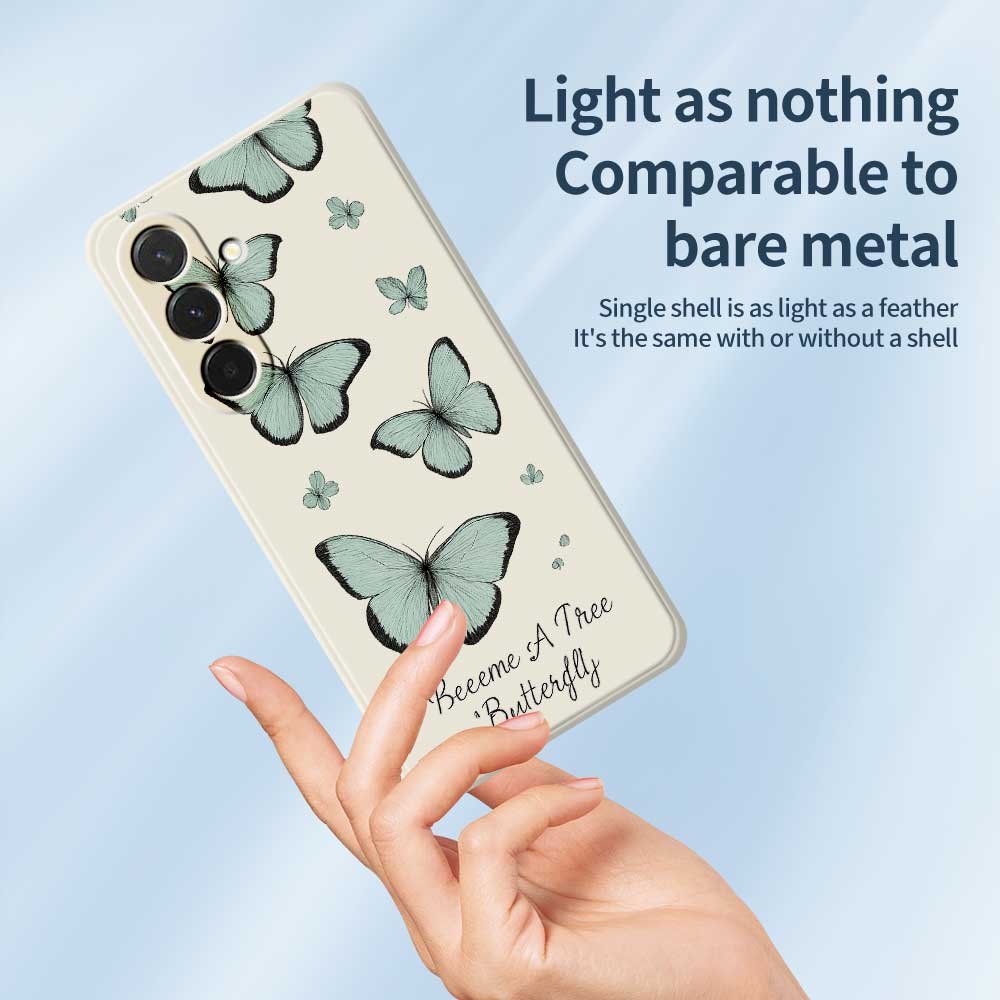 For Samsung Galaxy A36 5G Case Green Butterfly Pattern Printing Straight Edge TPU Phone Back Cover