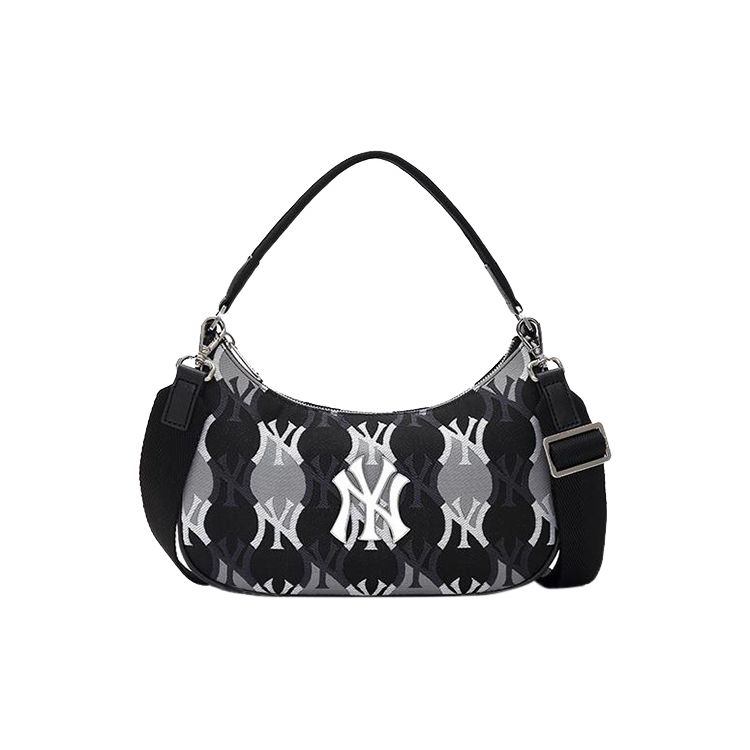 

MLB New York Yankees Diamond Pattern Floral Print Nylon Polyester Underarm Bag Tote Crossbody Shoulder Bag Regular Unisex Unisex bags 3ABQS072N-50BKS Black Gray