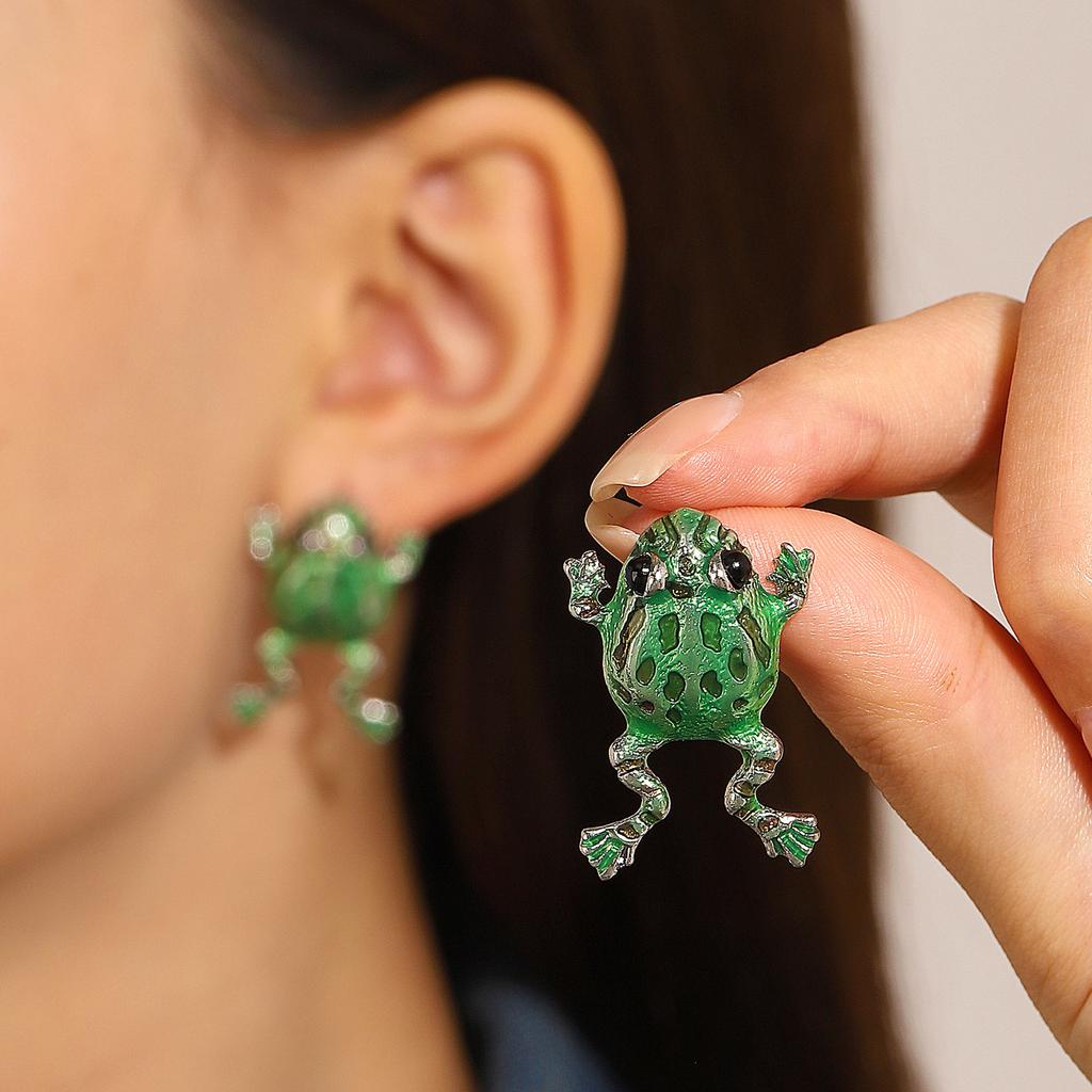 Creative Cute Animal Frog Toad Dangle Earrings For Women Funny Green Frog Ear Piercing Studs Earring Christmas Festival Jewelry