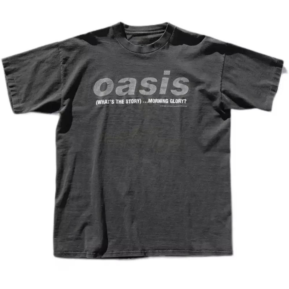 Summer New Oasis Band Men's Women Harbor Style Cotton Oversize High Street Casual Loose Short Sleeve T-shirt Summer Vintage Tops