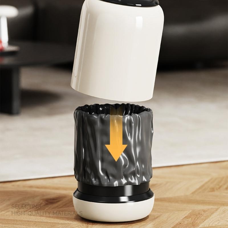 Stilvoller Mülleimer mit Druckdeckel, reibungslos laufender Boden-Mülleimer für Wohnzimmer, Büro, Schreibtisch-Abfalleimer, moderne Dekorationen