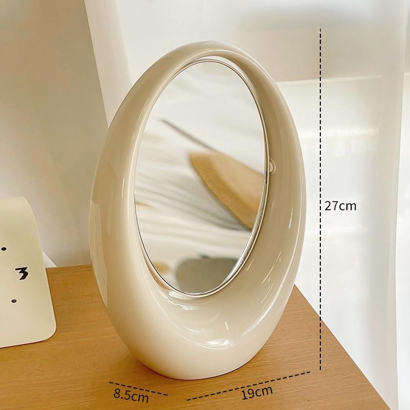 

Creativity Flip Double-sided Mirrors Home Desktop Premium Feel Elliptical Mirror Room Decoration Makeup Mirrors Home Decor Gifts білий