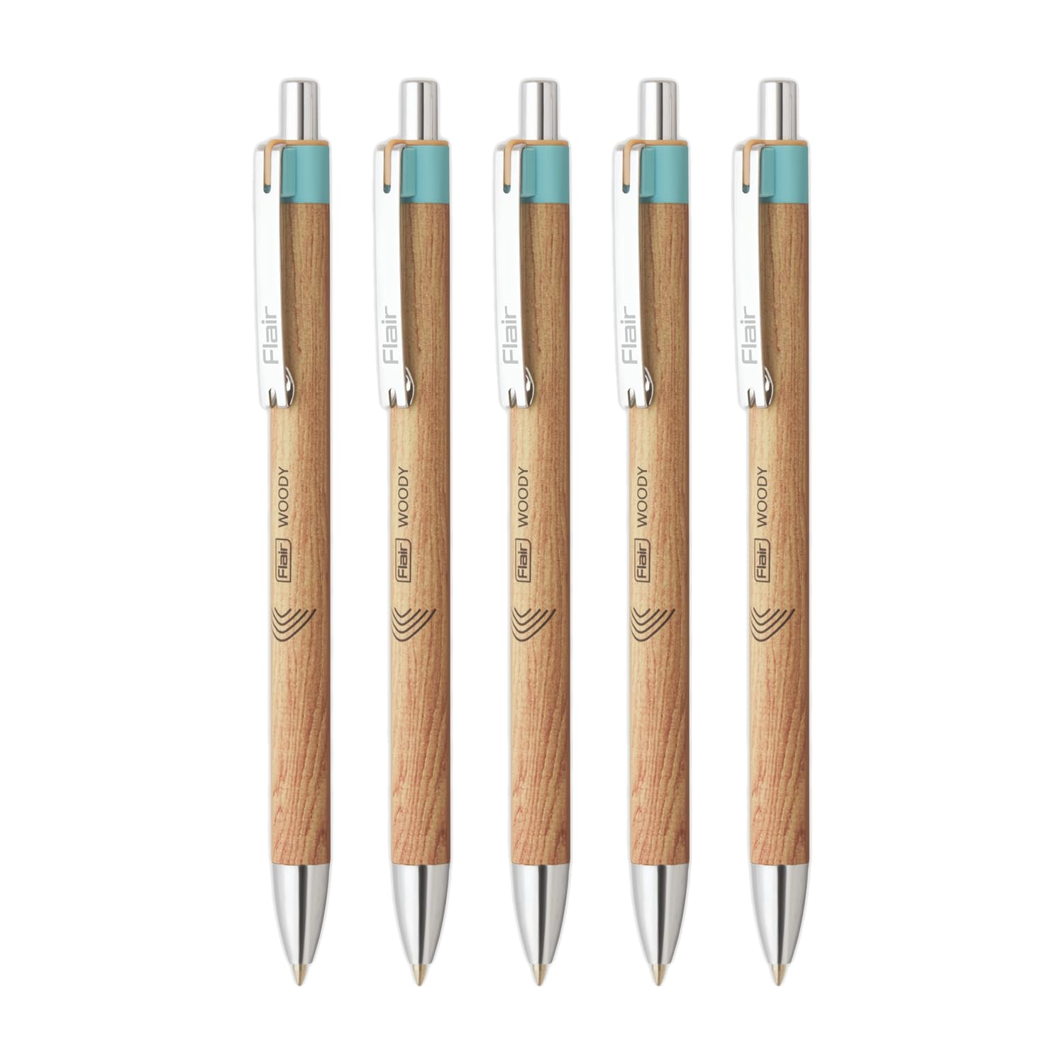 

Flair Woody Cliq 0.7mm Retractable Ball Pen Blue Ink Pack Of 1 x 5 pens Smooth Writing Pens For Office School And Daily Use