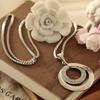 Damenmode Doppelkreise Strassbesetzt Lange Kette Halskette Schmuck Geschenk