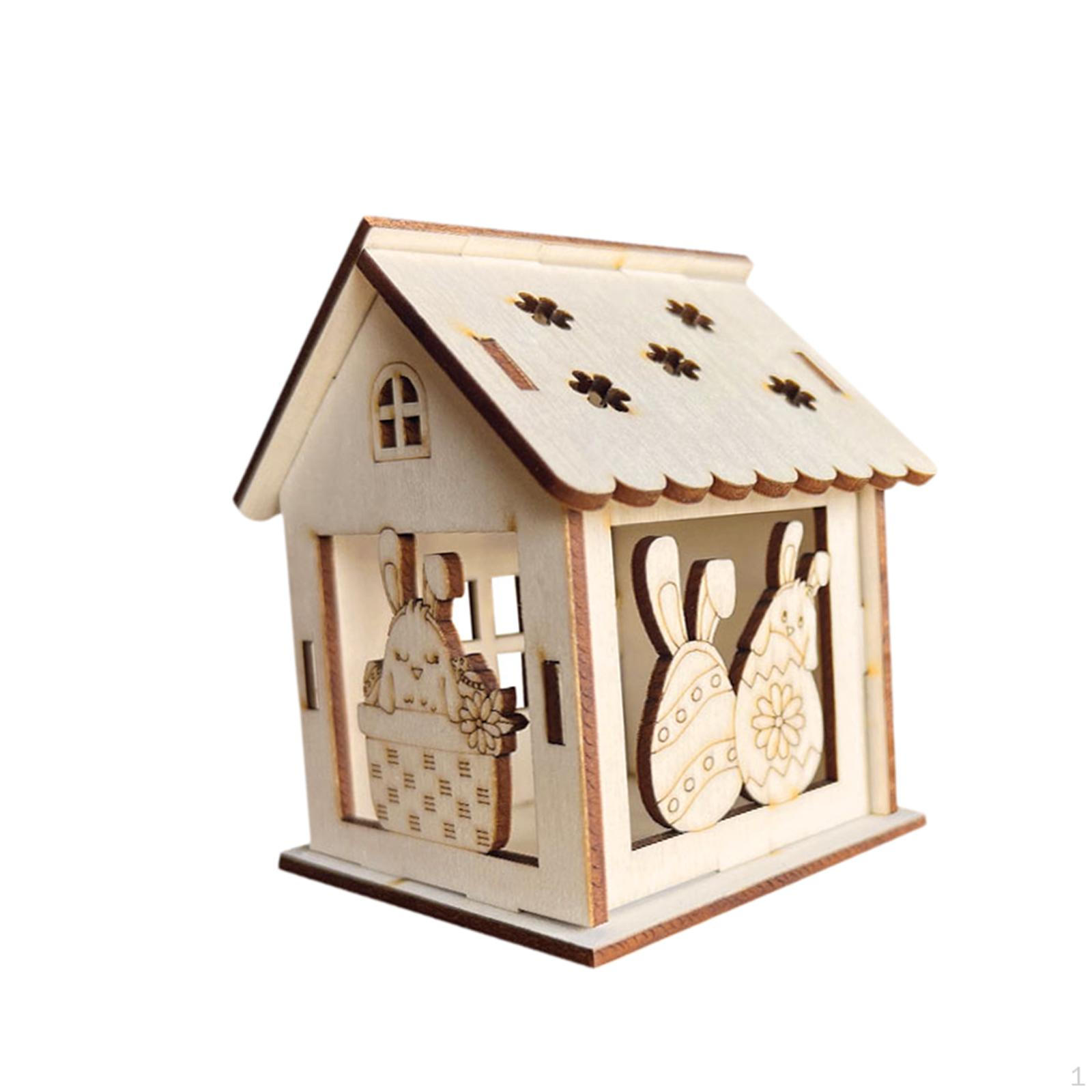 

Wooden Spring Houses Craft Kit DIY Easter Village House Arts and Crafts for Party Supplies, Style A