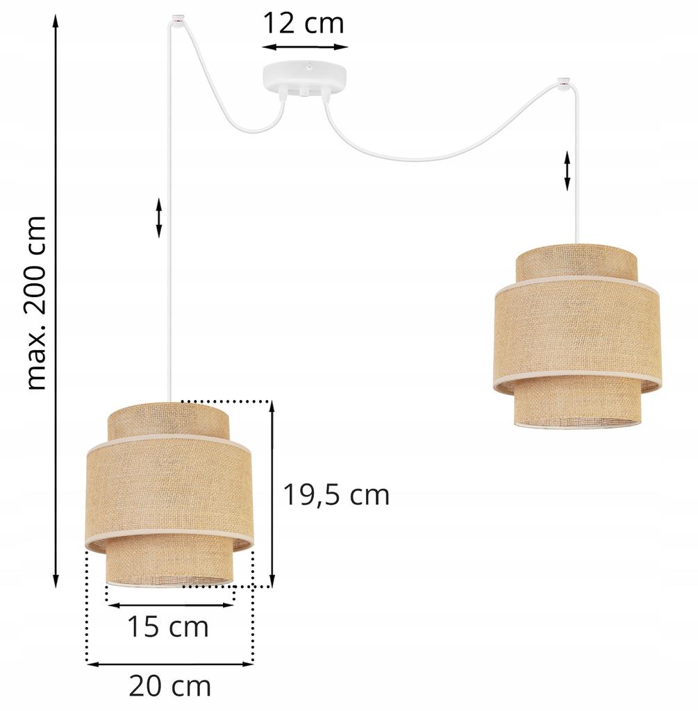 Hanging Lamp, Ceiling Chandelier, Lampshade, Boho Juta