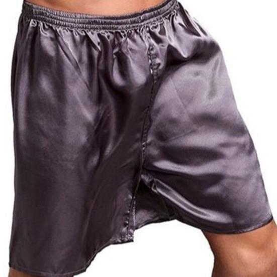 Men Beach Shorts Satin Soft Solid Color Underwear Elastic Waist Sleeping Plus Size Loose Pajamas Bottoms Men Clothes