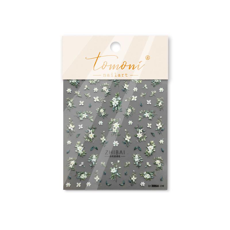 Tomoni Shell Light Retro Jasmine Nail Stickers - Style 3864
