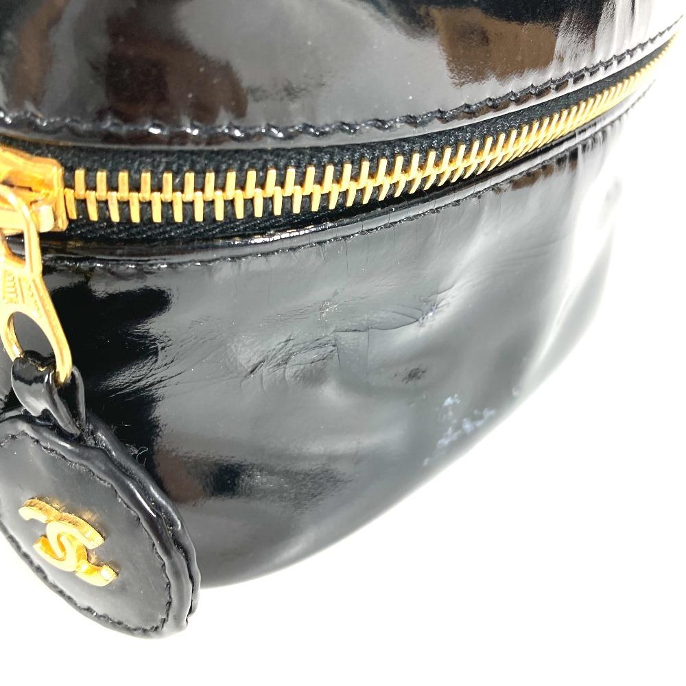 CHANEL Monogram Vanity bag CC CC Mark logo Bag Hand Bag Hand Bag enamel Black