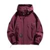 Men's Solid Color Hooded Workwear Jacket (L-9XL) - Trendy Spring/Autumn Large Size
