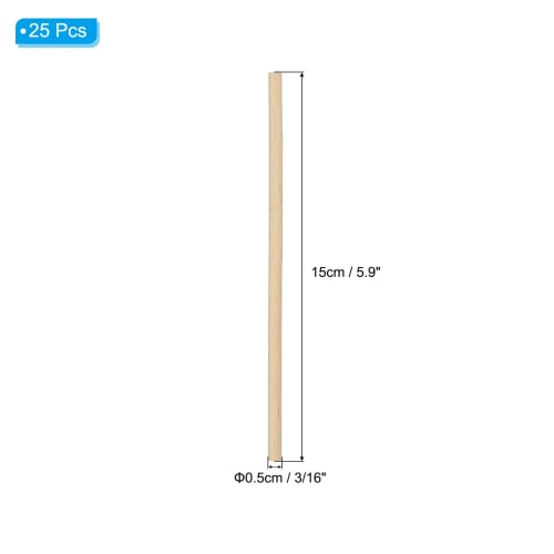 PATIKIL 5mm x 15cm Dowel Rods, 25pcs Unfinished Wooden Dowel Rods, Round Dowels, Hardwood Sticks for DIY Crafts and Home Decor