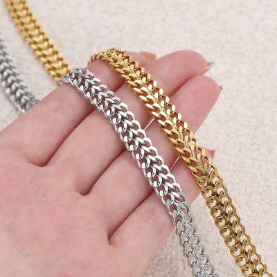 1meter Stainless Steel Cuban Flat Double Chains For Jewelry Making Necklace Bracelet Making Supplies DIY Chain Accessories