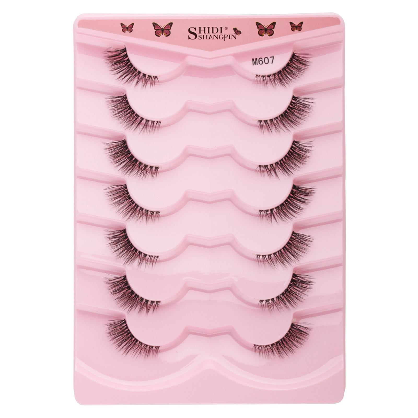 

7 пар полуресниц с прозрачной полоской, тонкие ресницы, естественный вид, 3D-ресницы, короткие накладные ресницы «кошачий глаз» G