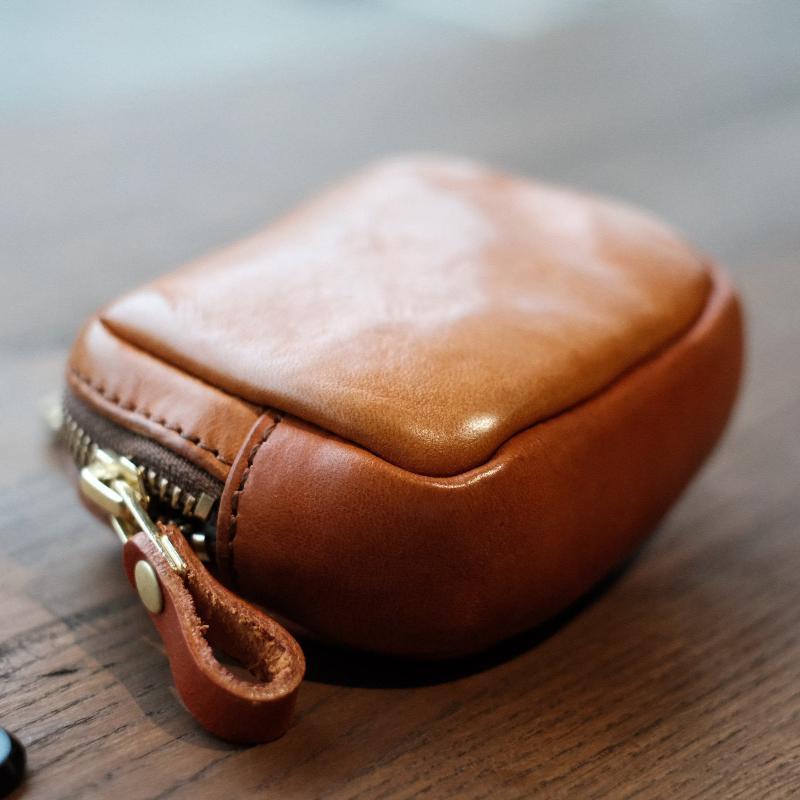 Dual Slot PU Leather Coin Purse Coffee Brown Unisex Anti-wear Compact Pouch for Shopping Trip Mini Card Key Holder