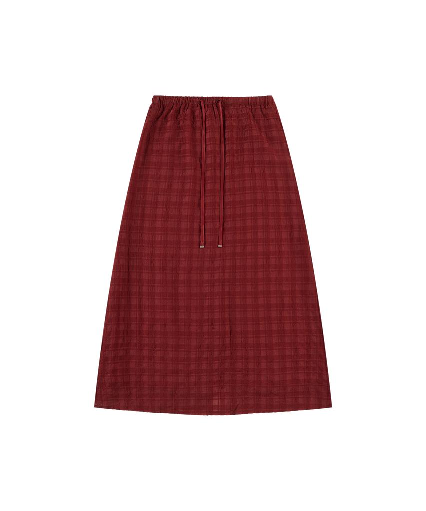 Banwonateullie P3298 Maxi Check Skirt_Red