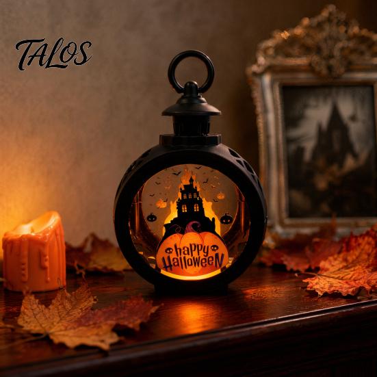 LED Decorative Flame Light Halloween Retro Pumpkin Lantern, Electronic Candle Light, Vintage Festive Lighting Handheld Lamp for Bar Haunted