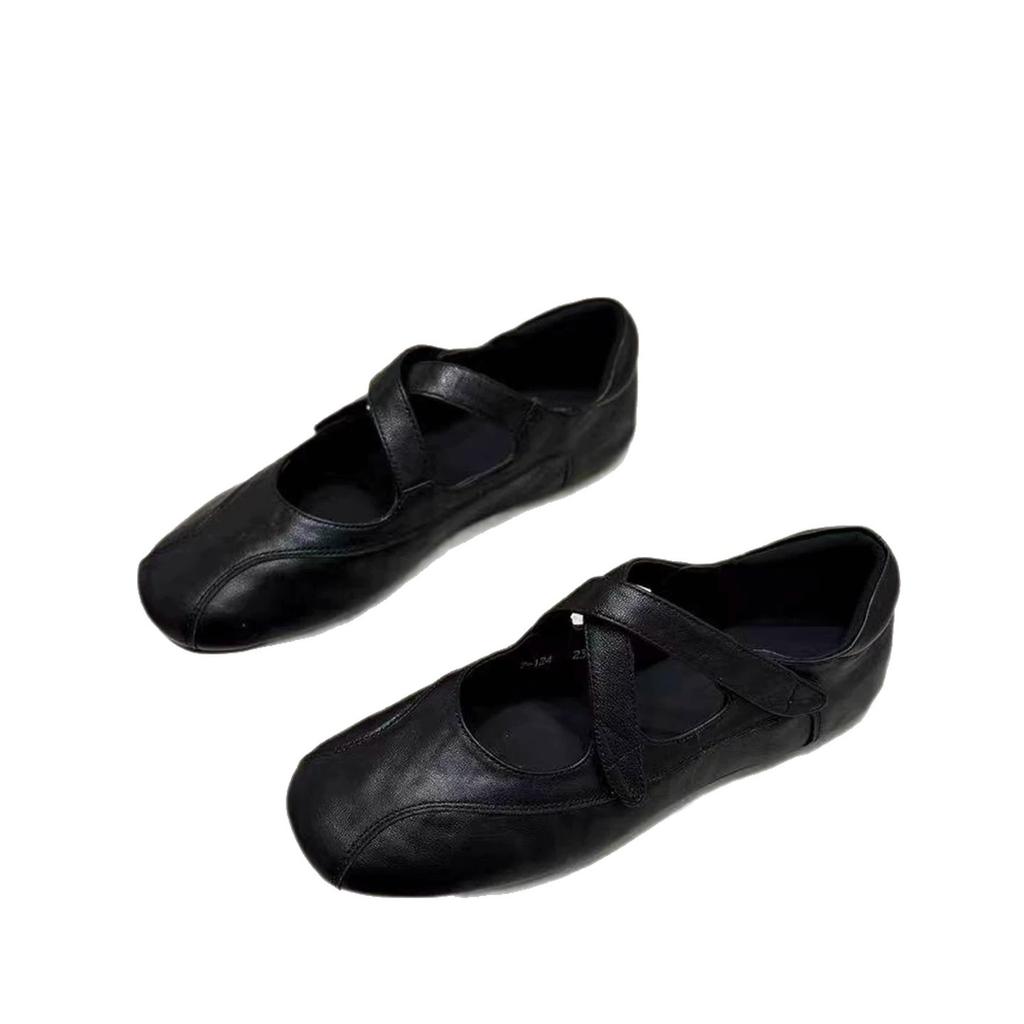 French inner height increase cross belt shallow mouth single shoes women's fashion casual versatile commuter comfortable ballet shoes
