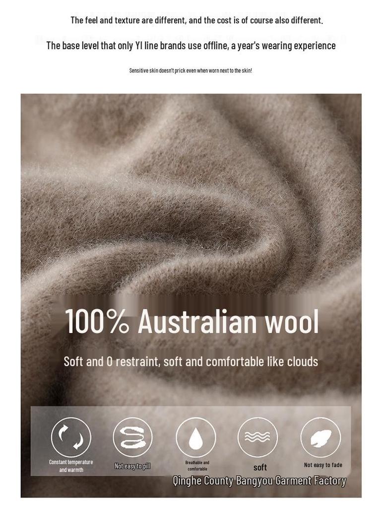 Men's Pure Wool V-Neck Sweater - Loose Fit, Plus Size, Cashmere Blend, Autumn/Winter Collection