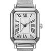 Women Rectangle Dial Watch Roman Numerals Metal Mesh Band Classic Casual Dress Watch Ladies Quartz Analog Wristwatch