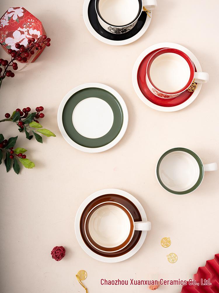 Retro Ceramic Coffee Cup & Saucer Set - Elegant Light Luxury for Afternoon Tea or Gift