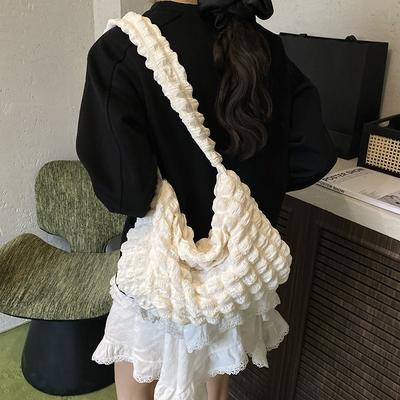 Pleated Bubble Shoulder Bag New Simple Waffle Messenger Bag Large Capacity Fashionable Cloud Bag
