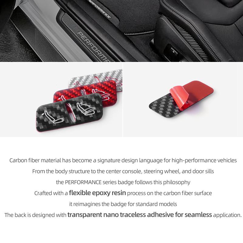 For Tesla Model Y Juniper 2025- Carbon Fiber Rear Seat Adjustment Button Panel  Trim Stickers Car Interior Tuning Accessories