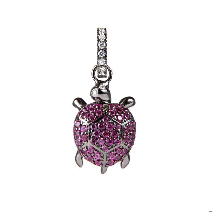 Pendentif femme - Lancaster - JLAPENTURTLE5 - Argent sterling - Design tortue - Couleur violet/noir