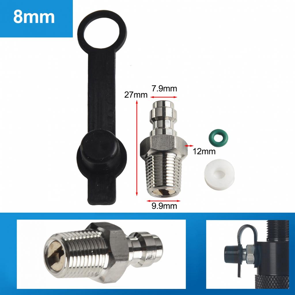 8mm Rychlospojka Nerezový Vnější Ventil pro Plnicí Trysku Vzduchové Hadice