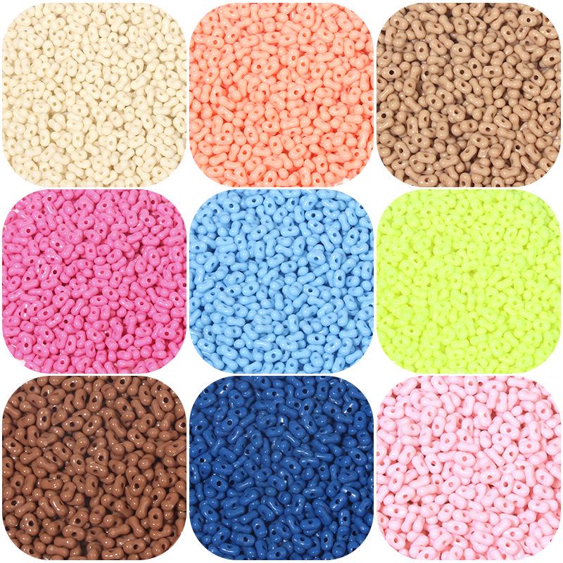 Solid Color 4x6mm Acrylic Rice Peanut Spacer Beads for DIY Bracelets and Hair Accessories