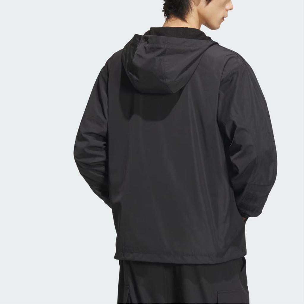 adidas Originals Atlanta Windbreaker Solid Color Zip Sports Hooded Jacket Men Jackets Black JD6392