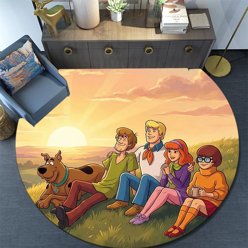 Scooby‑Doo Round Area Rug,Carpet Rug for Living Room Bedroom Sofa Playroom Decor,Non-slip Floor Mat