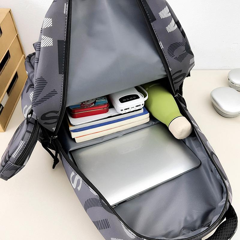 Schoolbag American Trendy Cool Sense Letter Graffiti Backpack Junior High School Student Party Class Holiday Travel Multi-compartment Backpack