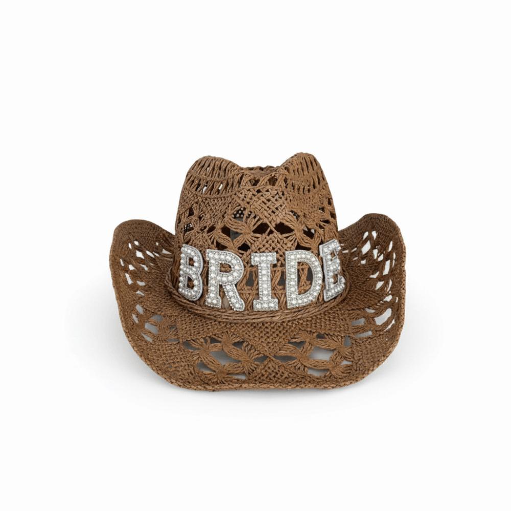 Crochet Western Cowboy Hat Hollow Jazz Hat Fashion Bride Wifey Cowboy Hat  For Wedding Bridal Party