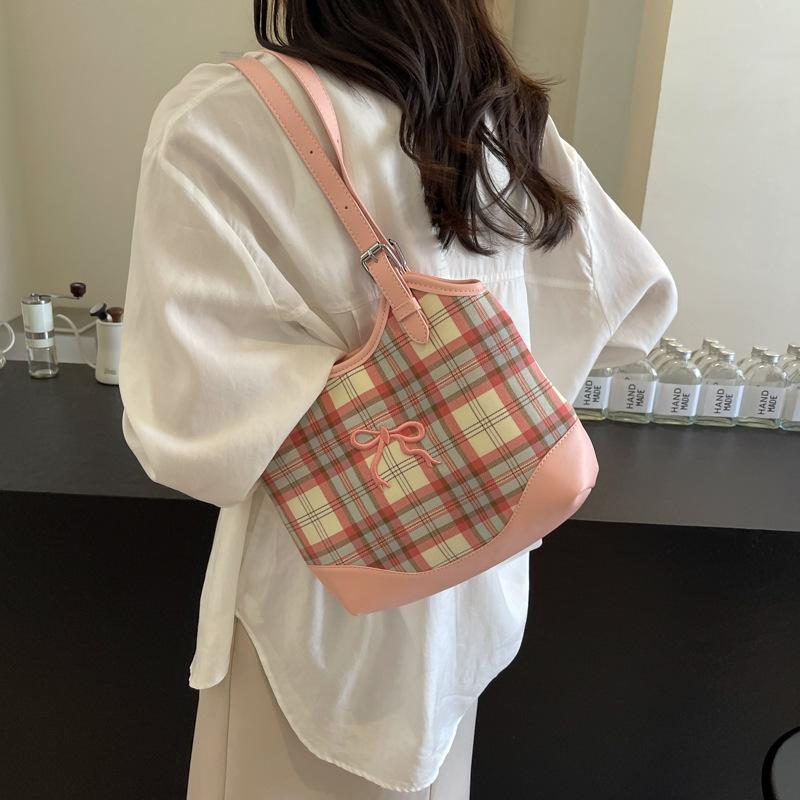 Korean Version Niche Fresh Plaid Large-capacity Bag Women's New Trendy Fashion Tote Bag Versatile Shoulder Handbag